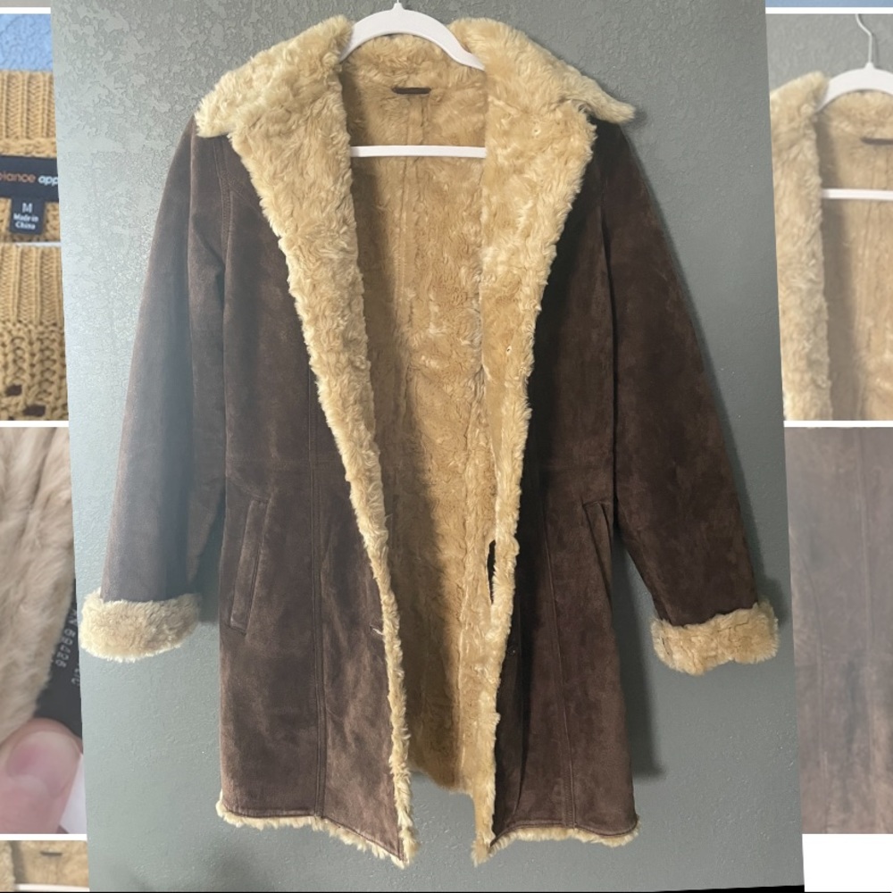 Wilson’s Leather Sherpa Lined Medium Trench Length Coat